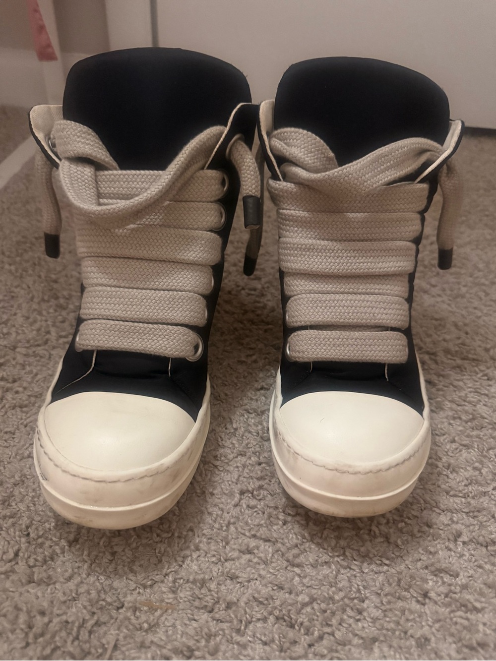 Rick Owens Women's High-Top Sneakers in Black and Cream